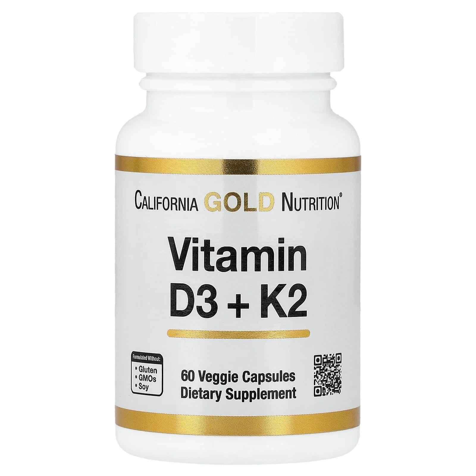 55 California Gold Nutrition Vitamin D3 + K2 180 Capsules – Image 1